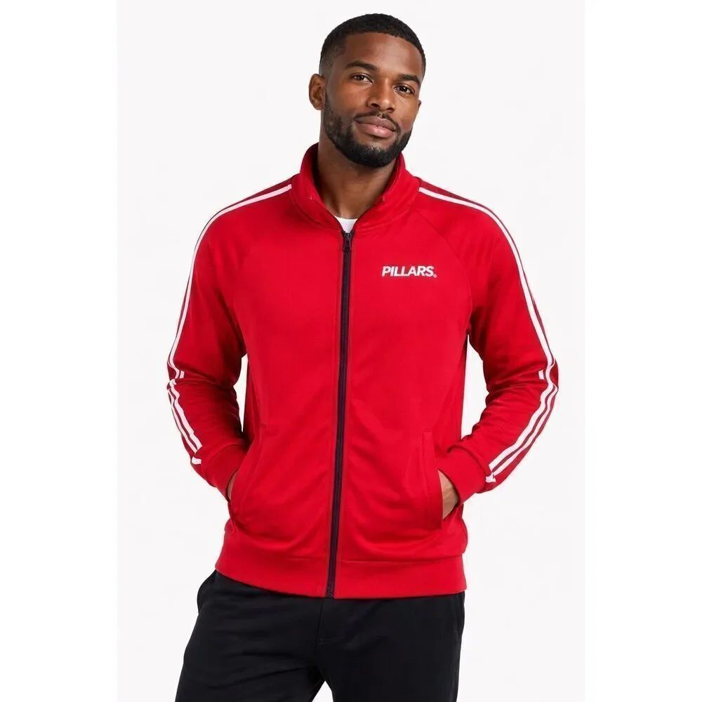 Pillars Men’s Red Track Jacket XS Oversized Zip Up Streetwear Athleisure
